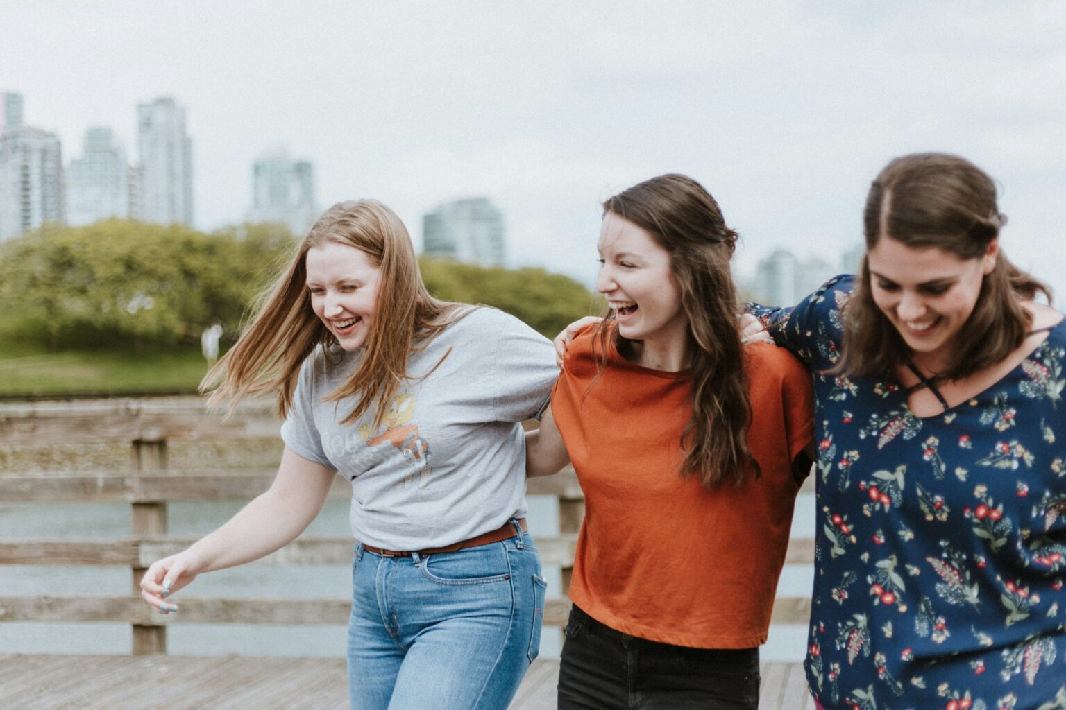 diverse group of friends laughing