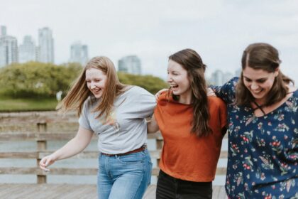 diverse group of friends laughing