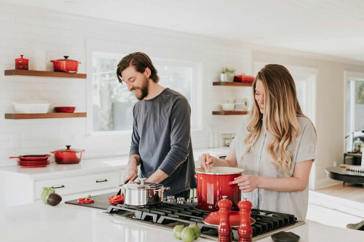 couple kitchen morning coffee