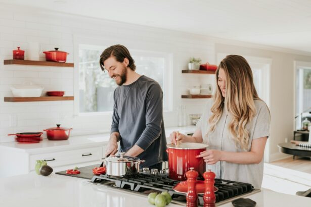 couple kitchen morning coffee
